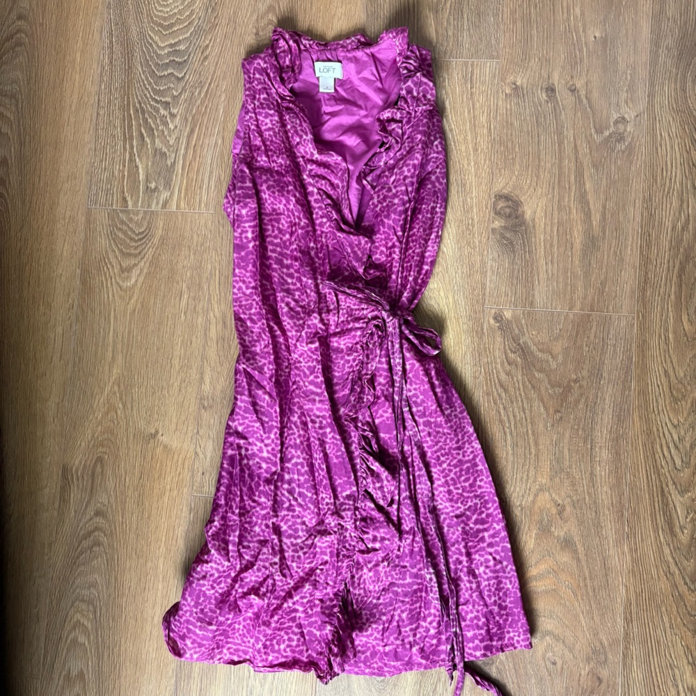 Loft Pink Silk and Cotton Wrap Dress